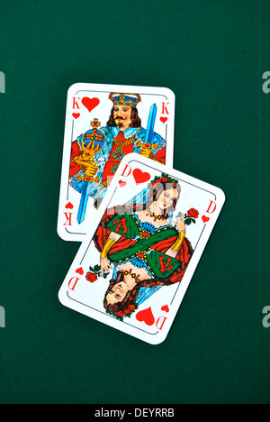 Spielkarten, King und Queen of Hearts, paar Stockfoto
