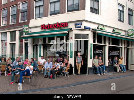 Cafe Stevens Nieuwmarkt Amsterdam bar Kneipe Niederlande (Rotlichtviertel) Stockfoto