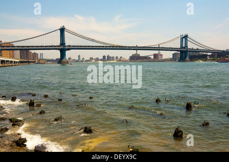 Williamsburg Bridge, Blick von der Lower East Side von Manhattan nach Brooklyn, East River, New York City, USA Stockfoto