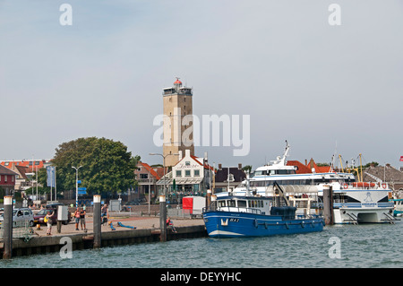 Terschelling Friesland Brandaris Leuchtturm Wattenmeer Wad Seehafen Hafen Niederlande Stockfoto