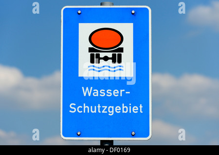 Wasserschutzgebiet, Schild Wasserschutzgebiet zu unterzeichnen Stockfoto