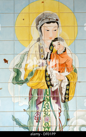 Madonna mit Kind, Mosaik aus Basilika der Verkündigung, Nazareth, Galiläa, Israel, China, Nahost Stockfoto