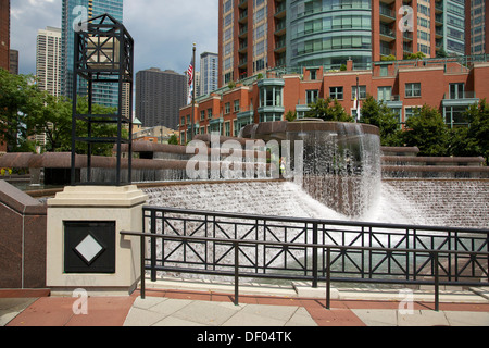 Centennial Fountain. River Esplanade Park. Chicago Illinois Stockfoto