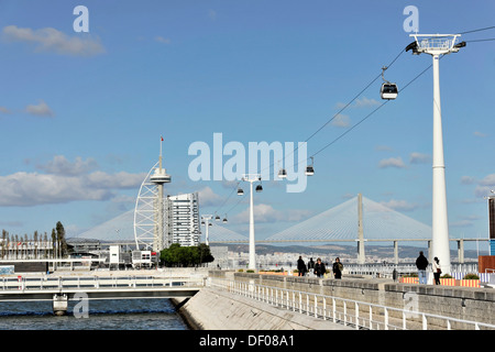 Seilbahn, Vasco, Parque Das Nacoes, Park der Nationen, Lissabon, Lissabon, Portugal, Europa Stockfoto