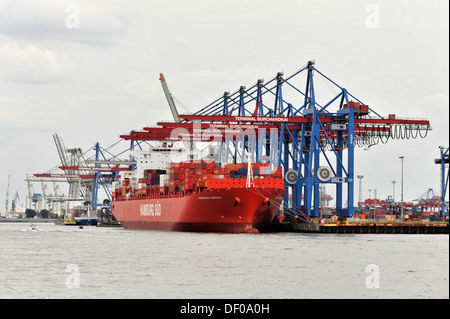 PARANAGUA-EXPRESS, Schiff der Hamburg verklagt shipping Company, Containerschiff, 208 m lang, Baujahr 2005, Hamburger Hafen Stockfoto