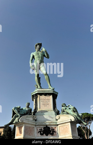 David-Statue, Bronze Replik auf der Piazzale Michelangelo Square, Florenz, Toskana, Italien, Europa Stockfoto