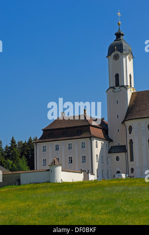 Wieskirche, Wies Kirche, Wies in der Nähe von UNESCO-Weltkulturerbe, romantische Straße, Romantische Strasse, Steingaden, Oberbayern, B Stockfoto