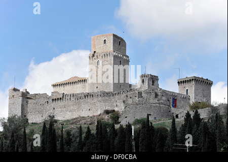 Festung Rocca Maggiore in Assisi, Umbrien, Italien, Europa Stockfoto