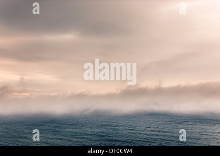 Seenebel über dem arktischen Ozean, Bei Siglufjördur, Island Stockfoto