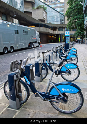 Fahrrad Verleih Station, Barbican, City of London, England, Vereinigtes Königreich Stockfoto