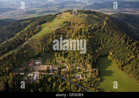 Luftbild, archäologischer Park, Mt. Magdalensberg, Kärnten, Österreich, Europa Stockfoto