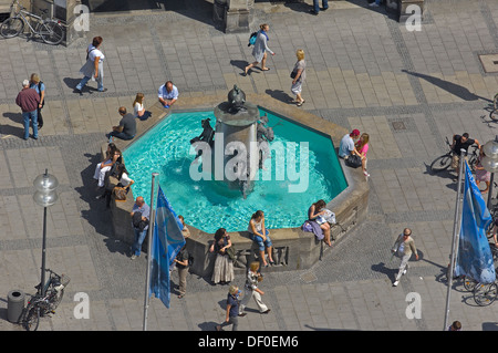 München, Fischbrunnen, Fischbrunnen, Marienplatz, Bayern, Deutschland Stockfoto