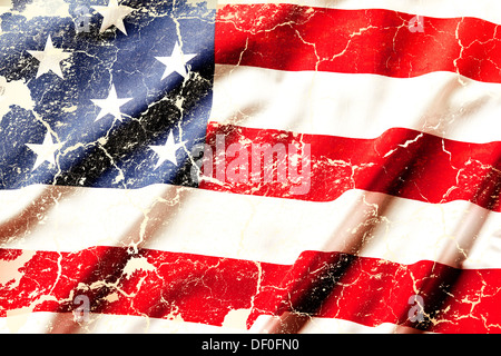 Nahaufnahme des Grunge amerikanische Flagge Stockfoto