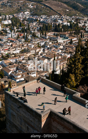 Alcazaba und Albaicin Viertel, Alhambra, Granada, Region von Andalusien, Spanien, Europa Stockfoto