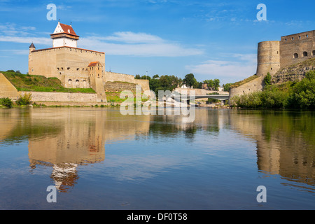 Narva-Fluss. Estnisch-russischen Grenze, Europa Stockfoto