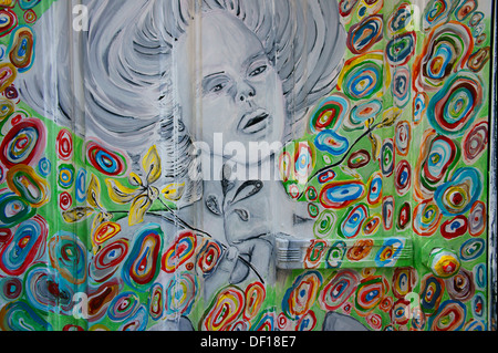 Madeira, bunt bemalt, Türen, Kunst, Dekoration in Funchal, Madeira Stockfoto