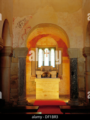 Vorromanischen Kunst. Spanien. Asturien. Kirche des Heiligen Erlösers der Valdedios. Innenansicht. Stockfoto