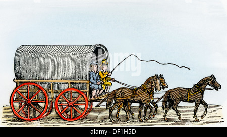 Zeitung Anzeige für die Eliizabeth Stadt Stagecoach nach Philadelphia, 1781. Hand - farbige Holzschnitt Stockfoto