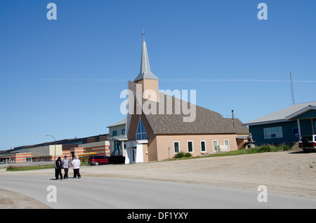 Kanada, Manitoba, Churchill. Innenstadt von Churchill, kleinen Ortskirche. Stockfoto