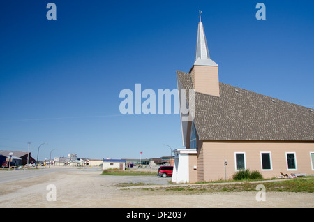 Kanada, Manitoba, Churchill. Innenstadt von Churchill, kleinen Ortskirche. Stockfoto