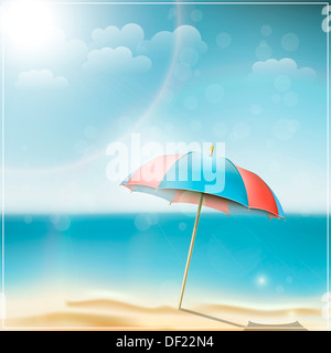 Sommertag am Ocean Beach mit Regenschirm Stockfoto