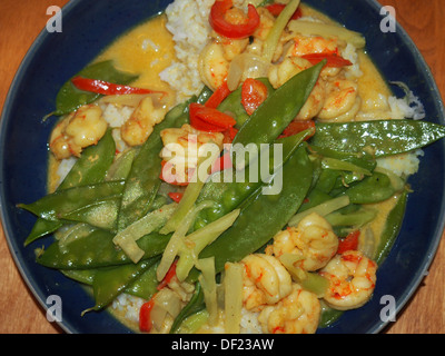 Thai Garnelen unter Rühren braten Stockfoto