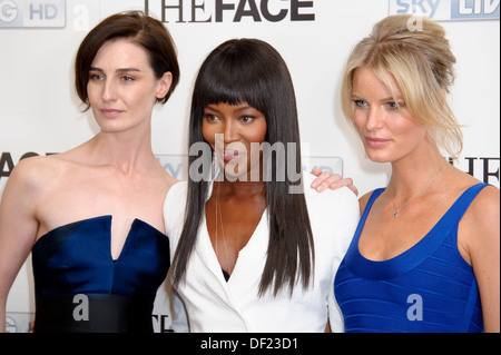 Erin O'Connor, Naomi Campbell und schwedische Modell Caroline Winberg besuchen den Start von "The Face". Stockfoto