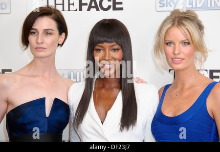 Erin O'Connor, Naomi Campbell und schwedische Modell Caroline Winberg besuchen den Start von "The Face". Stockfoto