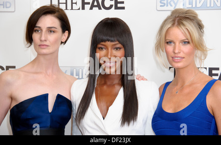 Erin O'Connor, Naomi Campbell und schwedische Modell Caroline Winberg besuchen den Start von "The Face". Stockfoto