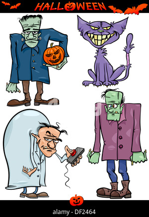 Cartoon Illustration von Halloween Urlaubsthemen wie böse Wissenschaftler oder Zombie oder Frankenstein Stockfoto