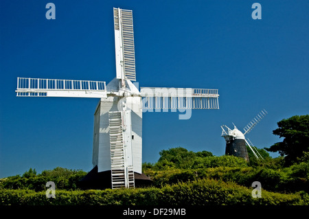 Jack und Jill Windmühlen auf der englischen South Downs, Sussex Stockfoto