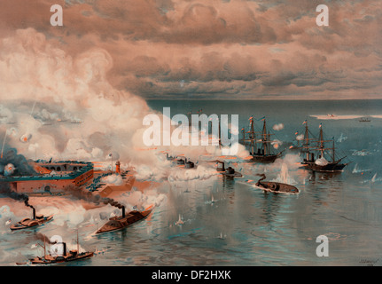 Die Schlacht von Mobile Bay, Alabama von 5. August 1864 während des Bürgerkrieges USA Stockfoto