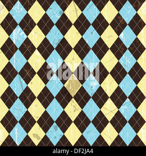 Nahtlose gekachelter Hintergrund ein Grunge-Argyle-Stil-Muster Stockfoto