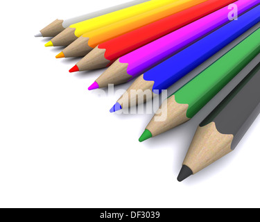 3D Render von farbigem Bleistift Buntstifte Stockfoto