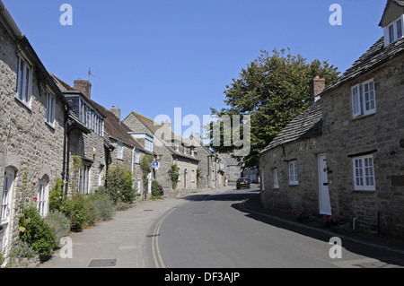 Traditionelle Hütten in einer Straße Corfe Isle of Purbeck Dorset-England Stockfoto