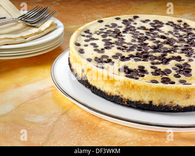 Chocolate Chip Käsekuchen Stockfoto