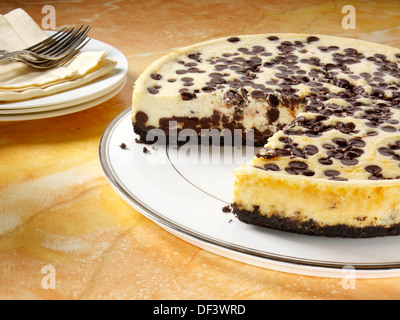 Chocolate Chip Käsekuchen Stockfoto