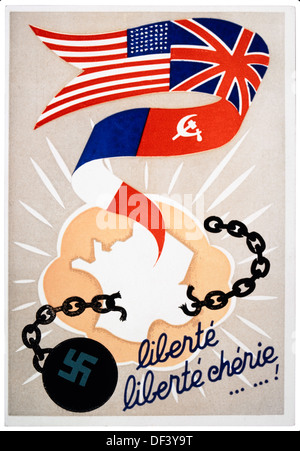 Französische Poster, "Freiheit, Liebe Freiheit", dem zweiten Weltkrieg, 1944 Stockfoto