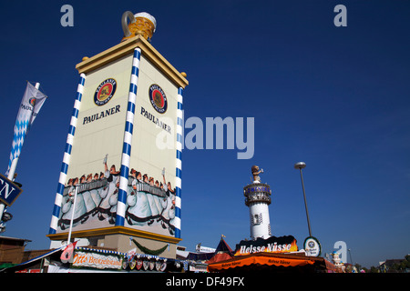 Paulaner-Turm, Oktoberfest, München, Bayern, Deutschland. Stockfoto