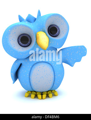 3D Rendering einer niedlichen blauen Vogel Figur Stockfoto