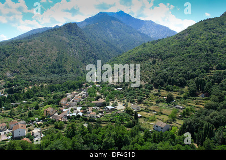 Bergwelt von Corte, Blick vom Belvedere Stockfoto