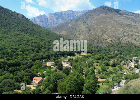 Bergwelt von Corte, Blick vom Belvedere Stockfoto