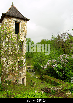 Ein Turm im schönsten Dorf in Frankreich, Carennac Stockfoto