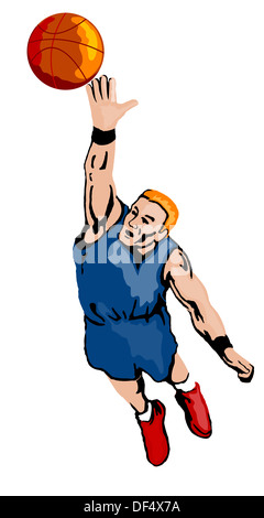 Illustration der grüne Ball dunking Basketballspieler. Stockfoto