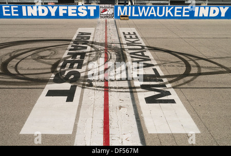 Starten Sie die Ziellinie auf der Milwaukee Mile Rennstrecke Wisconsin USA Stockfoto