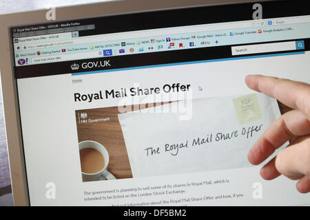 Royal Mail Anteil bieten - Onlineanteil Anwendungen sind jetzt offen für Anteile an einer privatisierten Royal Mail SPS - Papier Anwendung startet am Montag, den 30. September Stockfoto