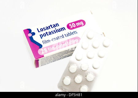 Losartan Kalium Tabletten zur Senkung des hohen Blutdrucks Stockfoto