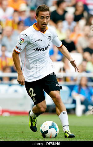 Valencia, Spanien. 28. September 2013. Verteidiger Joao Pereira von Valencia CF in Aktion während der La Liga-Spiel zwischen Valencia und Rayo Vallecano im Mestalla-Stadion, Valencia-Credit: Action Plus Sport/Alamy Live News Stockfoto