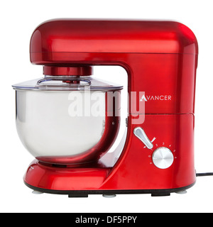 Küche Verschleiß und Geräte, die roten Rührgerät gegen isoliert, weißer Hintergrund Stockfoto