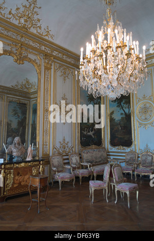 Das Innere des Grand Apartment des Musee de Conde, Chateau de Chantilly, Frankreich Stockfoto